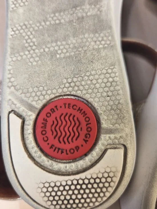 FitFlop Cova Closed Toe Metallic Gold Leather Sandals Women US 7 - Picture 13 of 14